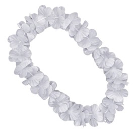 blinkee White Satin Hawaiian Flower Lei Necklace