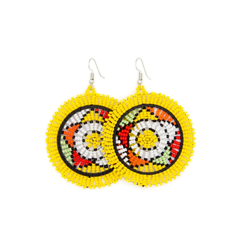 BillionHers Beaded Circle Earrings - Handmade Dangle African Earrings for