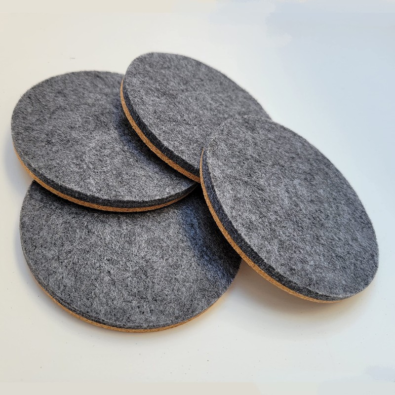 Mokoboho 4 Inch Round Felt and Cork Coasters (Dark Gray,