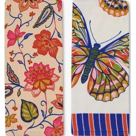 KO Set of 2 Different Printed Cotton Terry Towels(15"x26"