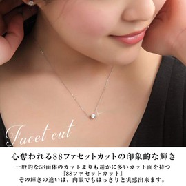 PLUSTER Women's Necklace, 925 Silver, 925 Silver, Gold, 0.5 Carat, 1 Grain [Gift Box Set] H&C Cubic Zirconia, Rhinestones, Popular, Birthday, Gift, Mother's Day, Jewelry, Plaster, Target Jewelry