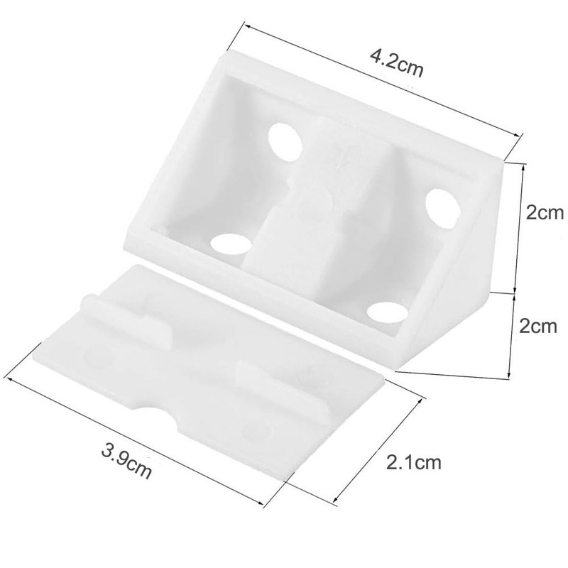 TOCHUN 100pcs Plastic Furniture Corner Braces with Covers, 4-Hole Right