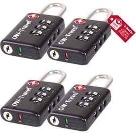 TSA Approved Luggage Locks Suitcase Locks with Indicator Open Alert (4 Pack) OW-Travel 3 Digit Security Padlock Combination Padlocks Code Lock for Zipper Luggage Bag Case Backpack Gym Locker (Black)