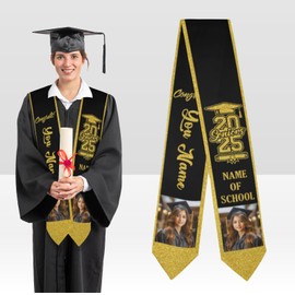Stand Out on Graduation Day, American Flag Sash 2025, Custom Mexican Graduation Sash, Stoles Class of 2025 Congratulation Gifts with Photo.#2