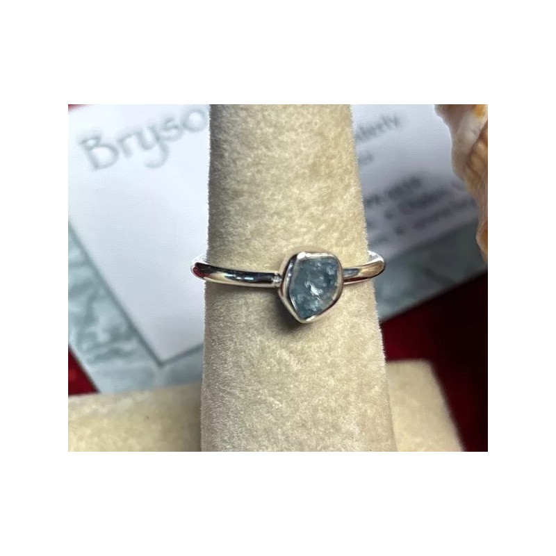 Natural Creations sterling silver stackable ring Size 7 Aquamarine Raw