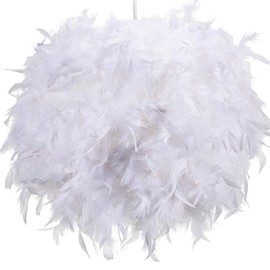 40cm White Feather Light Shade, Lamp Shade for Pendant Ceiling Light, Table Lamp, Floor Lamp, Fluffy Feather Lampshade Ceiling Light Shade for Living Room, Bedroom by Klass Home Collection