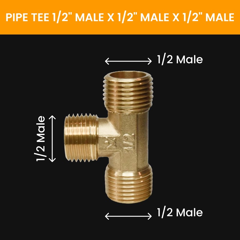 Tee Adapter 1/2" Male x 1/2" Male x 1/2" Male