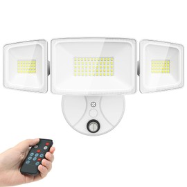 Onforu Dusk to Dawn Outdoor Lighting,60W 6000LM Flood Lights Outdoor,Security Lights Wired with Remote,IP65 Waterproof Led Outdoor Light,3 Adjustable Heads Photocell Light for Garage Patio Yard,White