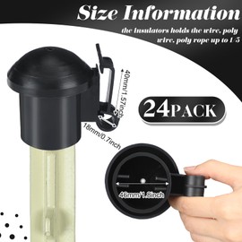 DoubleFill 24 Pcs Electric Fence Insulators and T Post Safety Cap, T Post Safety Topper Black Plastic T Post Insulators for T Posts, Wood Posts, Wire Holding Fencing Supplies