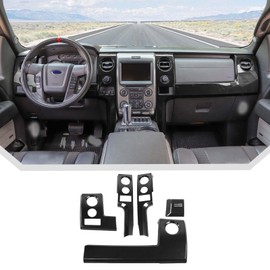 JeCar Carbon Fiber Interior Center Console Dashboard Panel Cover Trim Kit Fit for Ford F150 Raptor 2009-2014