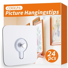 24PCS Picture Hangers Without Nails, Wall Hangers Without Nails, Adhesive Wall Hooks, to use Inside Kitchen, Bathroom, Home and Office (8mm)