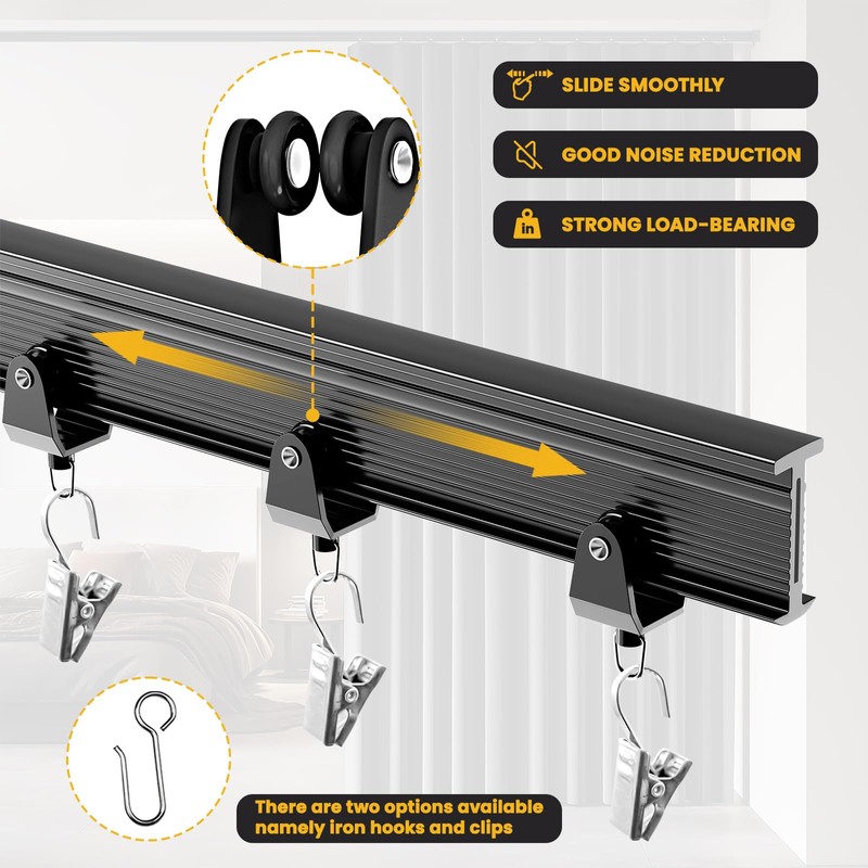 Flexible Ceiling Curtain Track Ceiling Mount, Curved Curtain Rod, Sliding