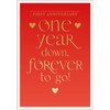 Abacus Cards Milestone Wedding Anniversary Card - First Anniversary - 'One Year Down' Embossed with Foil - Eco-Friendly & Recyclable