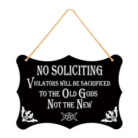 Funny No Soliciting Sign for House,Dark Humor No Soliciting Yard Sign,Wooden Decor For Home, House, Kitchen, Office, 8 x 12 Inch