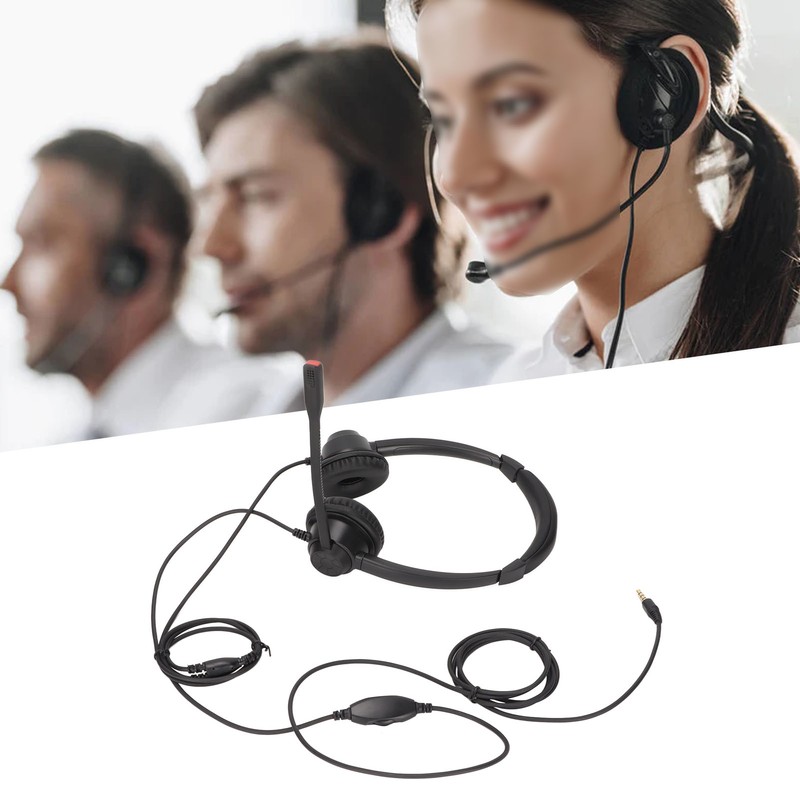 Call Center Headset Noise Cancelling Mic Supports Speaker Volume Adjustment