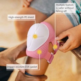 Yuanj Children's Protector Gear Set Helmet Kit Girls & Boys Knee Pad Set for Skateboard, Longboard, Stunt Scooter, Bike, Roller Skates, pink