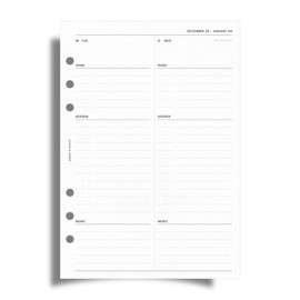 Cloth & Paper 2026 Dated Daily Planner Inserts - Monday Start | A5 Size 5.8 x 8.3 Inches | 6 Ring Planner Refills | 2 Days Per Page | Minimalist Daily Organizer Pages | Heavyweight Paper