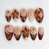 Thanksgiving Press on Nails Medium Almond Fake Nails 5D Brown
