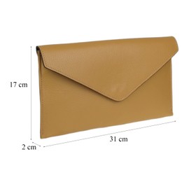 Girly Handbags Womens Italian Genuine Leather Envelope Clutch Bag Large Light Tan