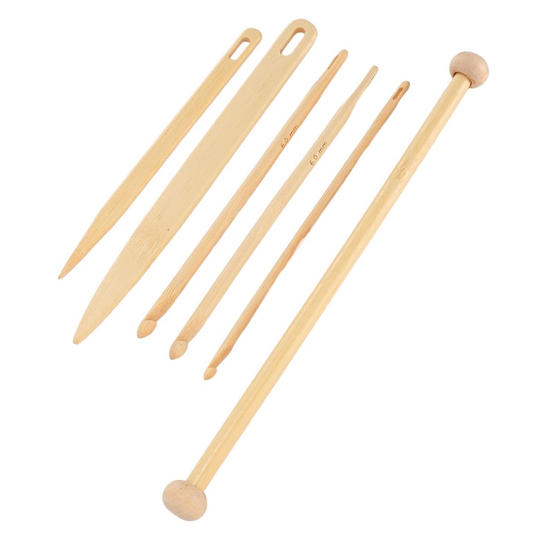 6Pcs Wood Hand Loom Stick Set Wood Weaving Crochet Needle