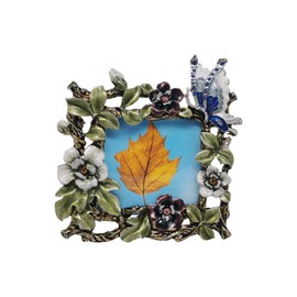 Tricune Floral Picture Frame 3x3, Vintage Photo Frame Made of Metal and High Definition Glass for Table Top Display, Home Decor