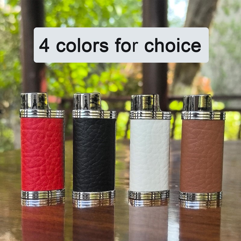 Lucklybestseller Metal Leather Lighter Case Cover Holder for Bic Mini