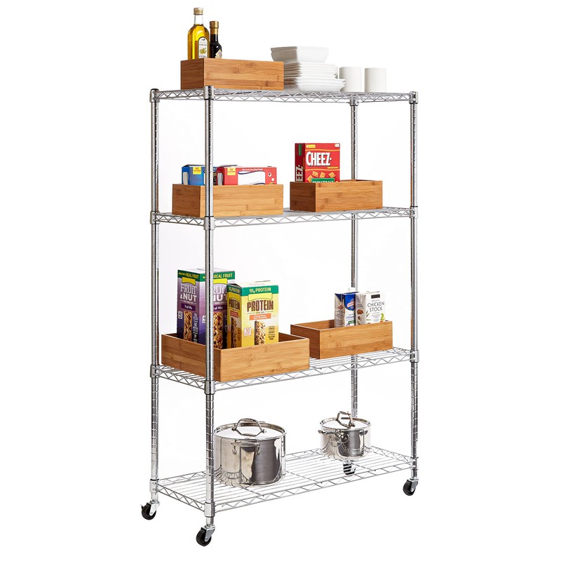 Seville Classics Bamboo Wood Storage Bins Organizer Boxes for Kitchen
