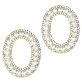 Iron On Patches for Clothing, Sparkly Rhinestones and Elegant Pearls A-Z Sew Decorative Letter Patch Glitter Alphabet Applique Rhinestone Pearl English DIY Craft Supplies-2O