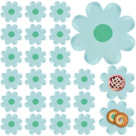 Quaocens 60 PCS Daisy Paper Plates,7 Inch Disposable Paper Placemats Paper Plates Party Daisy Plates Food Tray Tableware Can Be Used for Birthday Parties, Wedding Picnics Baby Shower（Light Blue）