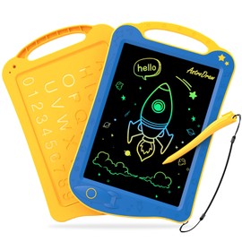 HOMESTEC AstroDraw Toddler Toys for 2 3 4 5 6 Year Old Boys Girl Gift, Colored Drawing Tablet for Kids Travel Activities Toy, Space Doodle Board Autism Sensory Toddler Gifts for Birthday (Blue/Yellow)