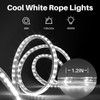33ft/10m LED Rope Lights, Cool White Rope Light Outside, Waterproof