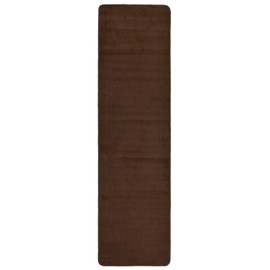 Comfy Solid Color Runner Area Rug 26 Inch Wide x Your Choice Length in 3 Color Options Slip Skid Resistant Rubber Back (Brown, 2'2"x8')