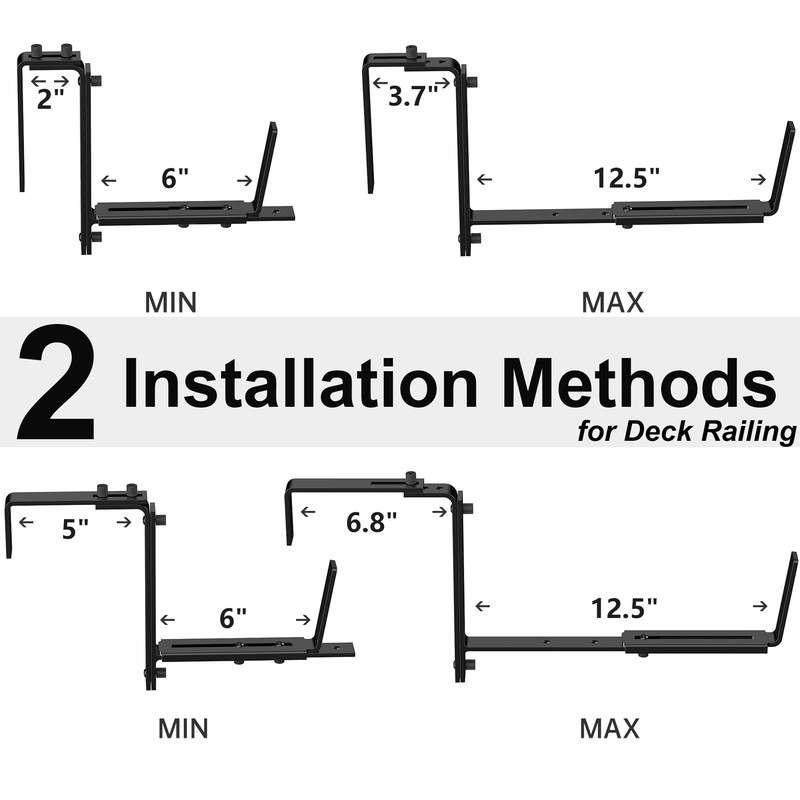 Y&M Window Box Brackets, Heavy Duty Iron Adjustable Planter Flower