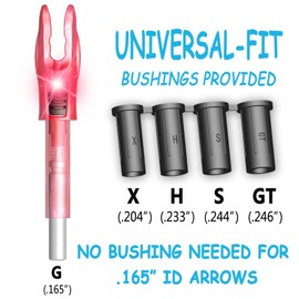 XHYCKJ 6/12PCS G Lighted Nocks for Arrows with .165 .204 .233 .244 .246 Inside Diameter Bolts with X, H, S, GT Bushings (6, Red)