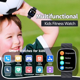 AYATAHA Smart Watch for Kids, Kids Fitness Tracker Watch for Boys Girls Ages 5-15, Activity Tracker, Heart Rate Sleep Monitor, IP67 Waterproof, Pedometer, Sport Modes, Puzzle Game, S60K Black