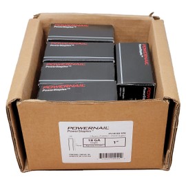 Powernail PS18100 18 Gauge 1/4 Inch Crown 1 Inch Length Chisel Point Narrow Crown Staples (5 Boxes of 5000ct, 25000 Staples)