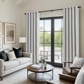 100% Blackout Shield Sliding Door Curtains, Extra Wide Curtains 84 Inch Long, Patio Door Grommet Drapes for Living Room, 100”W x 84”L, Grey