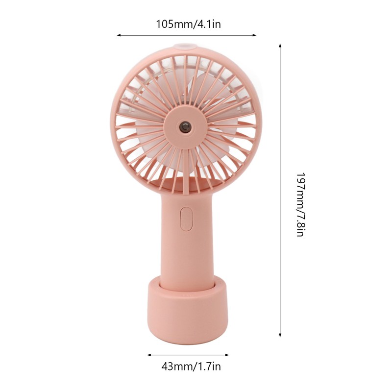 Handheld Misting Fan Quiet 2000mAh 3 Wind Speed 2 Spray