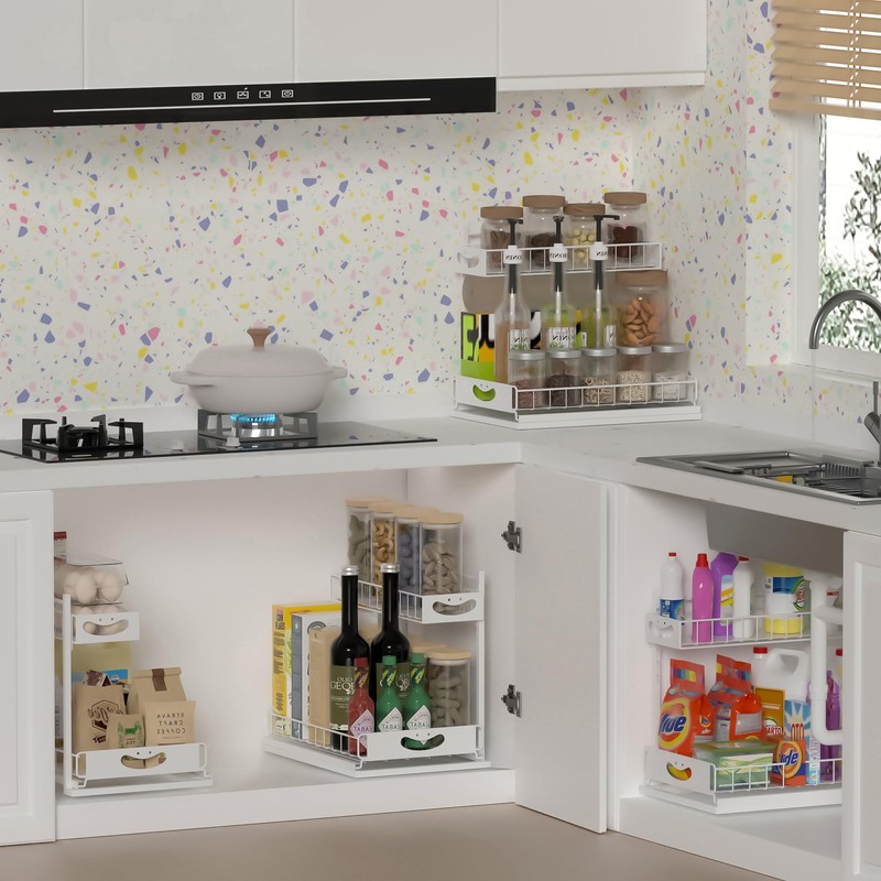 Uninol Under Sink Organizer with Pull-Out Drawers,Kitchen Sink Organizer,2 Tier