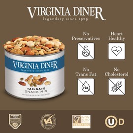 Virginia Diner Tailgate Snack Mix - Gourmet Snack Mix with Cashews, Sesame Sticks, Pepitas & Almonds - Virginia Peanuts Gift Pack Snacks for Adults - 18 Oz Tin