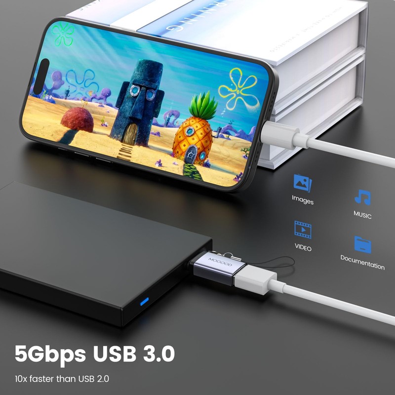MOGOOD Micro B Male to USB Female Adapter, Micro B