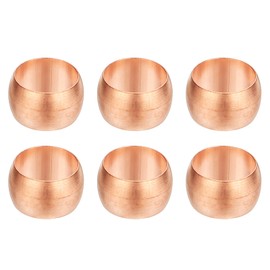 PATIKIL 8mm Tube OD Compression Sleeves Ferrules, 6pcs Copper Ferrule Fitting Compression Fitting Assortment Kit for Air Water Gas