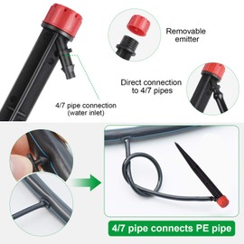 Kalolary Bewässerungstropfer, 20 Stück Mikrospray 360 Grad 8 Löcher Einstellbarer Wasserdurchfluss Mikrobubbler Sprinkler Tropfsystem Teile Tropfbewässerung für 1/4 Zoll Bewässerungsschlauch (Rot)