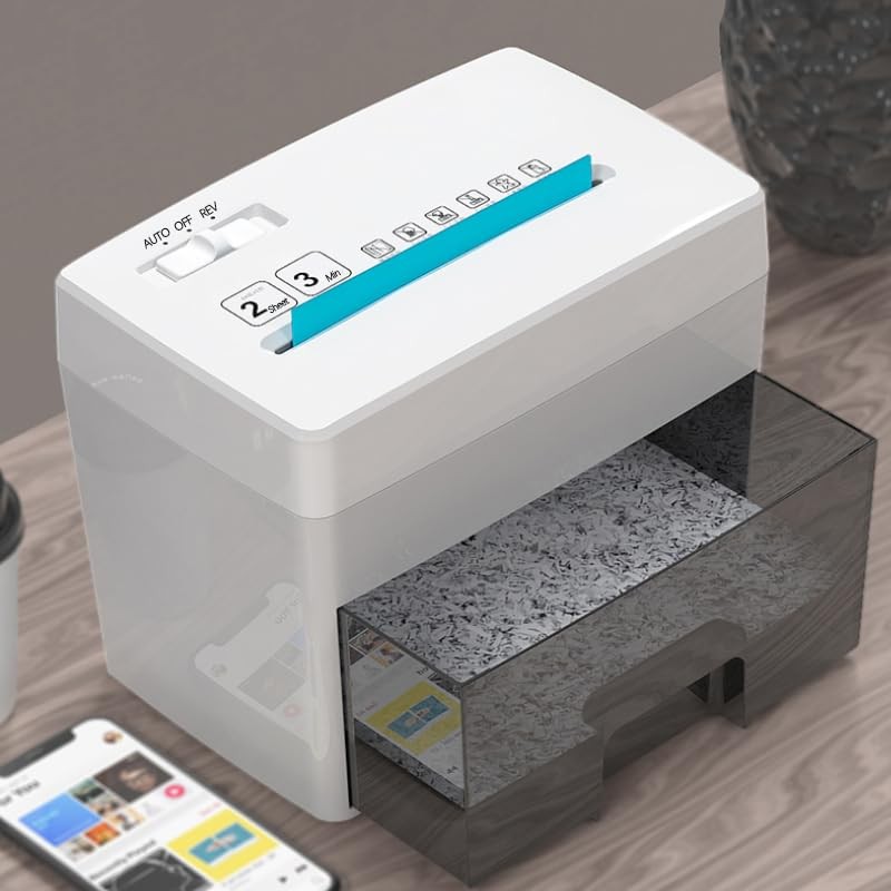 Micro Cut Paper Shredder for Home Office - Mini Electric