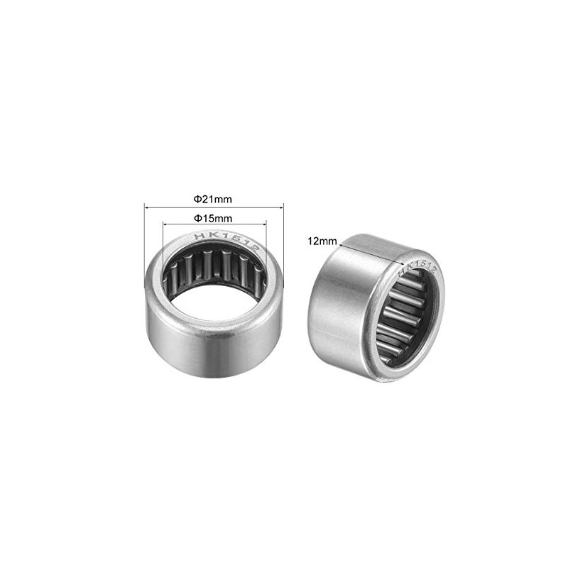 sourcing map HK1512 Needle Roller Bearings 15mm Bore 21mm OD