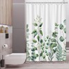Yeele Green Shower Curtain, Plant Shower Curtain Teal Leaves Shower