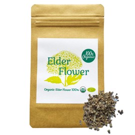 100% Organic Dried Elderflower/Elder Flower Elder Flower Quercetin Flavonoids Chlorogenic Acid Scented Relaxing Time Herbal Tea Leaf Tea Seasonal Change Ayurvedic Tea Time (100g)