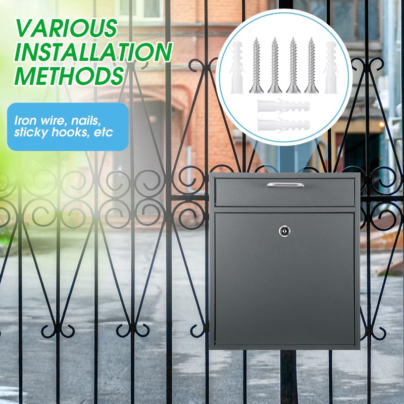 Yaocom Locking Mailbox with Key for Outdoor Large Wall Mount