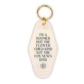 Get Bullish I’m a Boomer But Not the Fox News Kind Motel Style Keychain in White