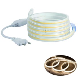 H+H Leipzig LED COB Strip (Partial Possibility of All 10 cm) + IP20 Power Cable with Euro Plug (05 Metres, Neutral White, 240LEDs/M, without Switch)